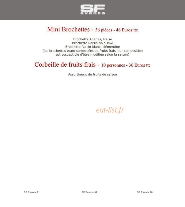 SF Events — carte page 32