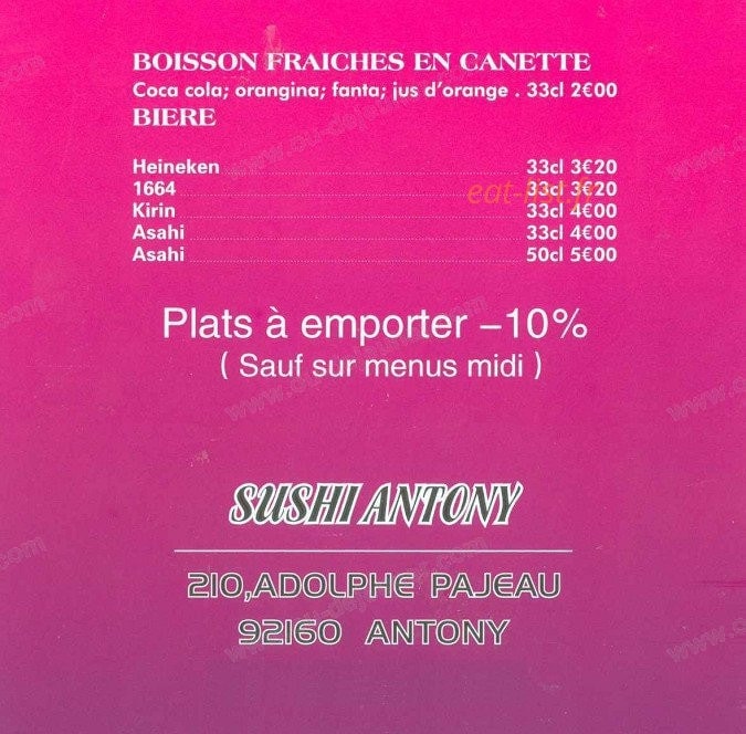 Sushi antony — carte page 8