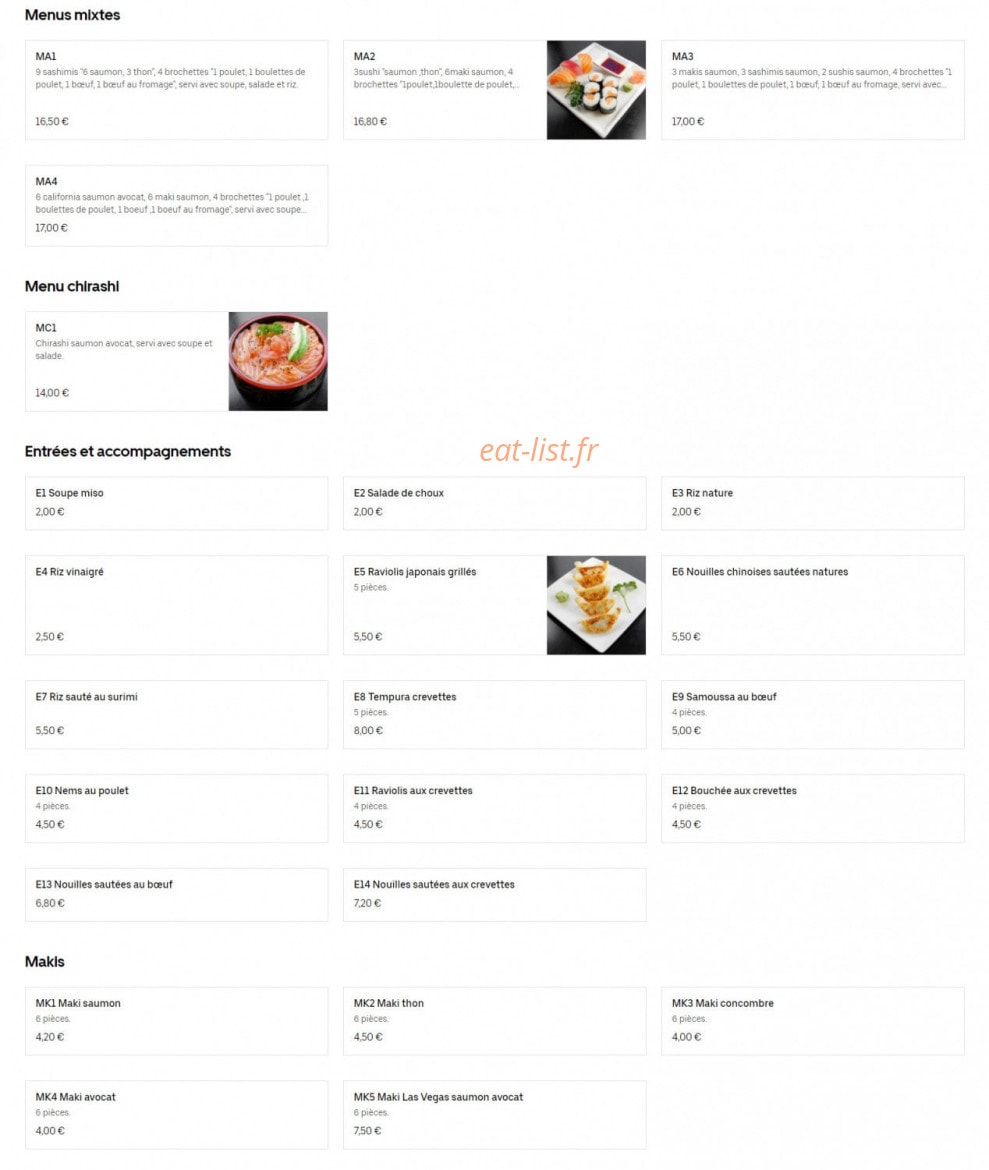 Sushi Yaki — carte page 2