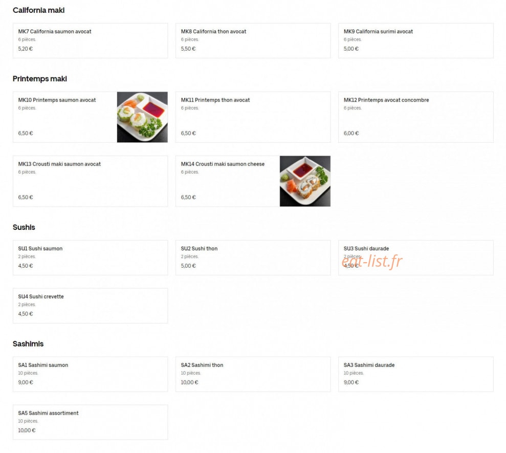 Sushi Yaki — carte page 3
