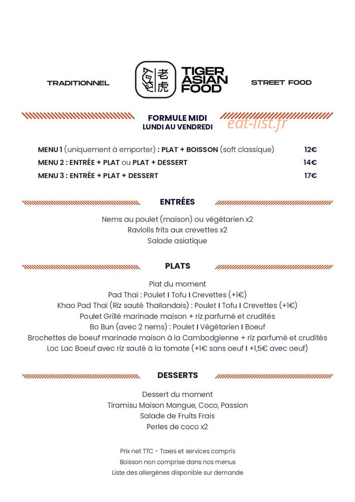Tiger Asian Food — carte page 2