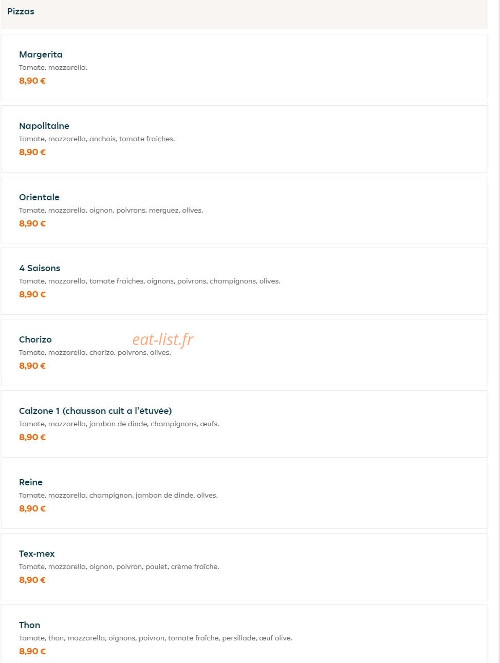 Caverne A Pizza — carte page 5