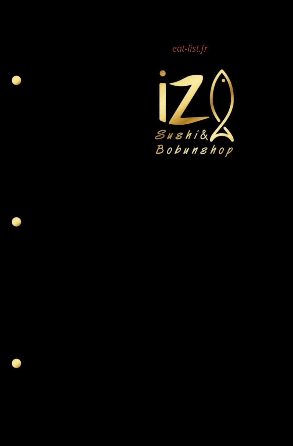 Izu Sushi — carte page 1