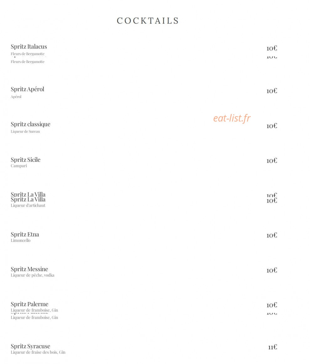La Villa — carte page 11