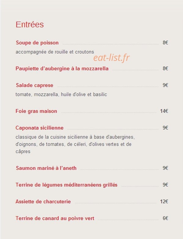 Le Bistroquet — carte page 1