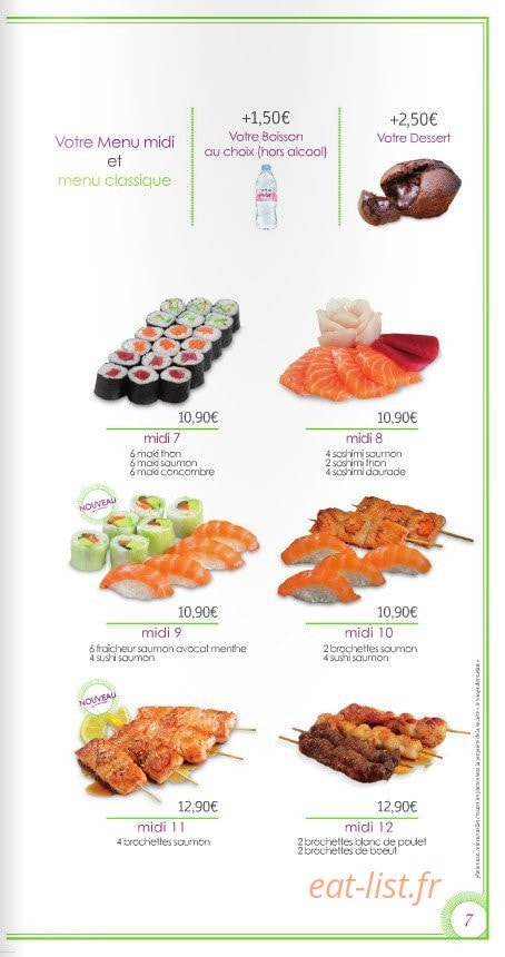 Le temps des Sushis — carte page 7