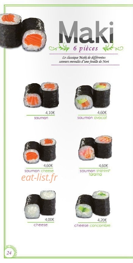 Le temps des Sushis — carte page 24