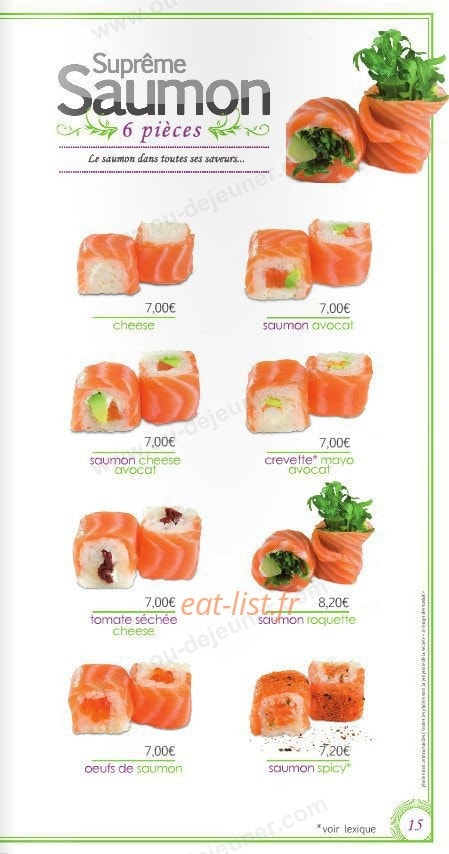 Le temps des Sushis — carte page 15
