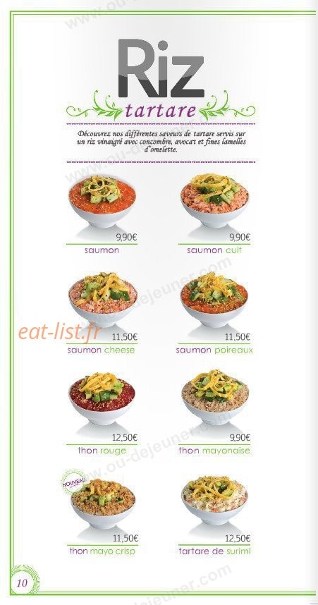 Le temps des Sushis — carte page 10