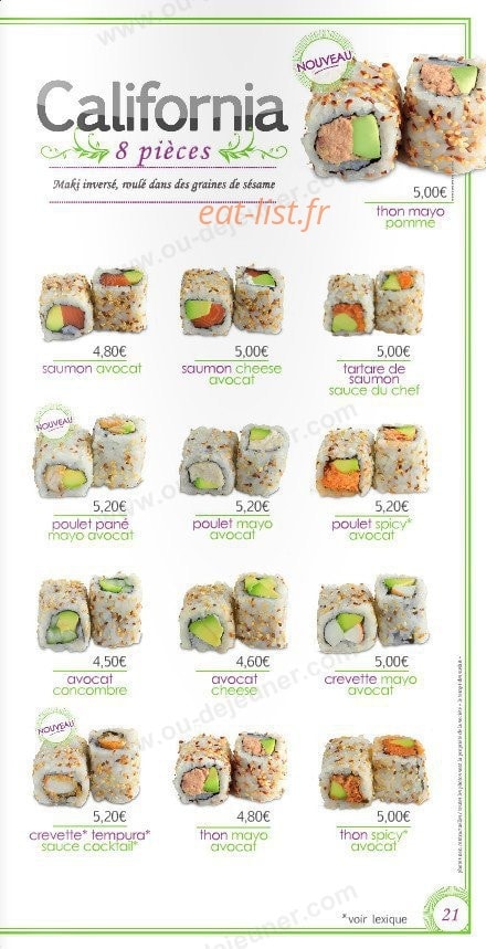 Le temps des Sushis — carte page 21