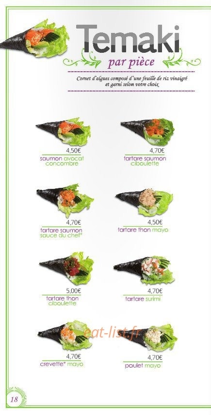 Le temps des Sushis — carte page 18