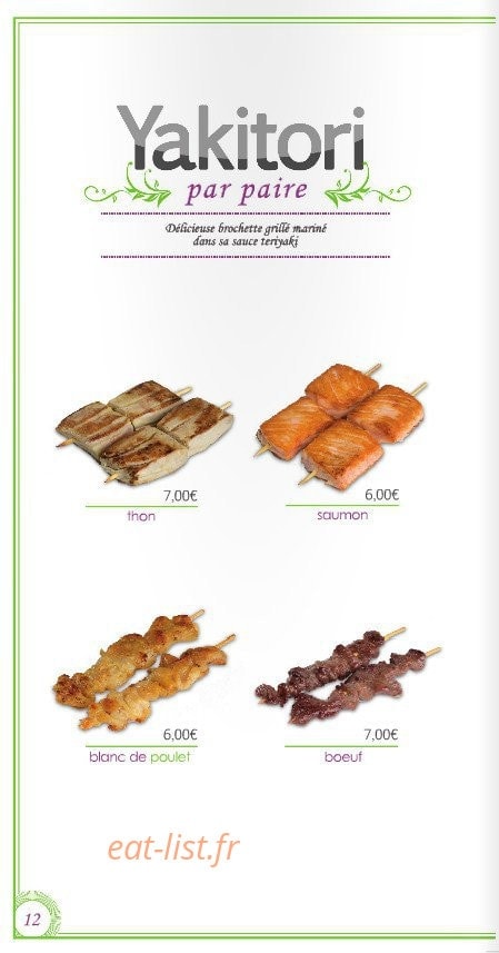 Le temps des Sushis — carte page 12