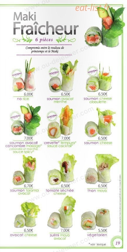 Le temps des Sushis — carte page 19
