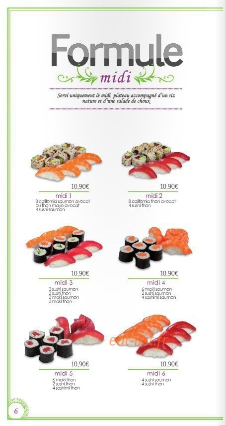 Le temps des Sushis — carte page 6