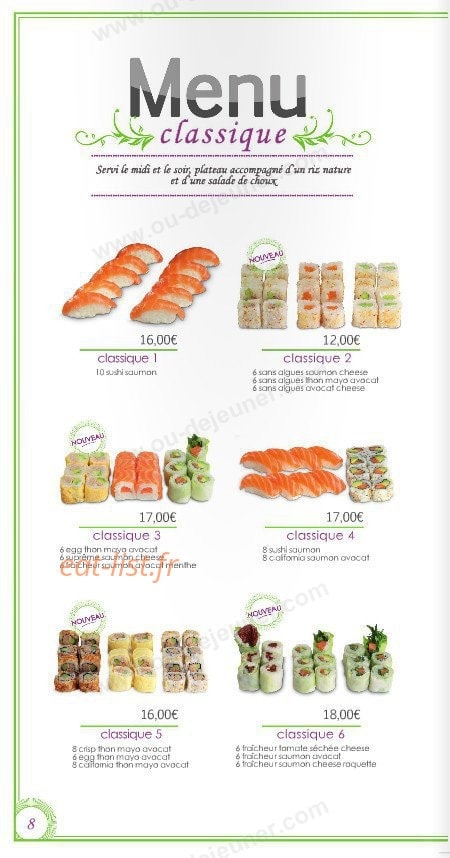 Le temps des Sushis — carte page 8