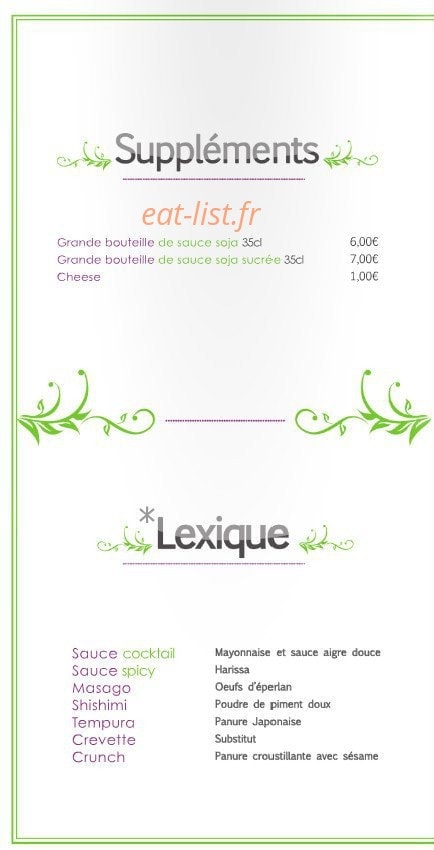 Le temps des Sushis — carte page 34