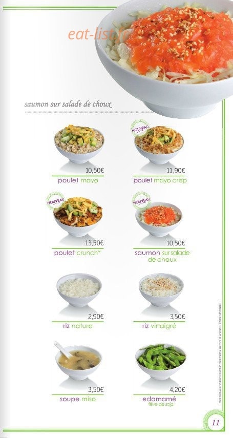 Le temps des Sushis — carte page 11