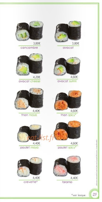 Le temps des Sushis — carte page 25