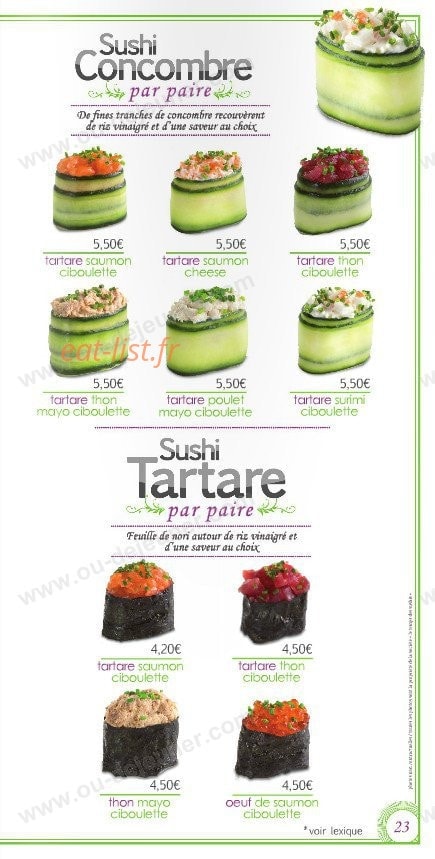 Le temps des Sushis — carte page 23