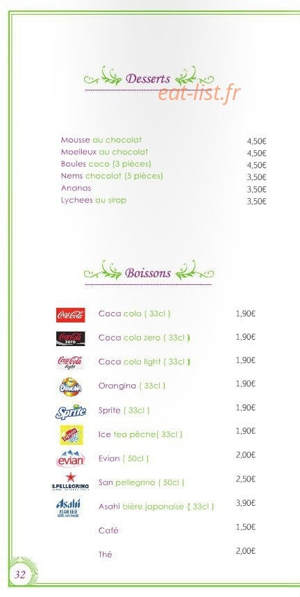 Le temps des Sushis — carte page 32