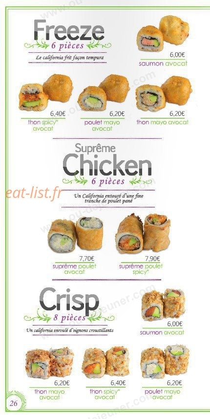 Le temps des Sushis — carte page 26