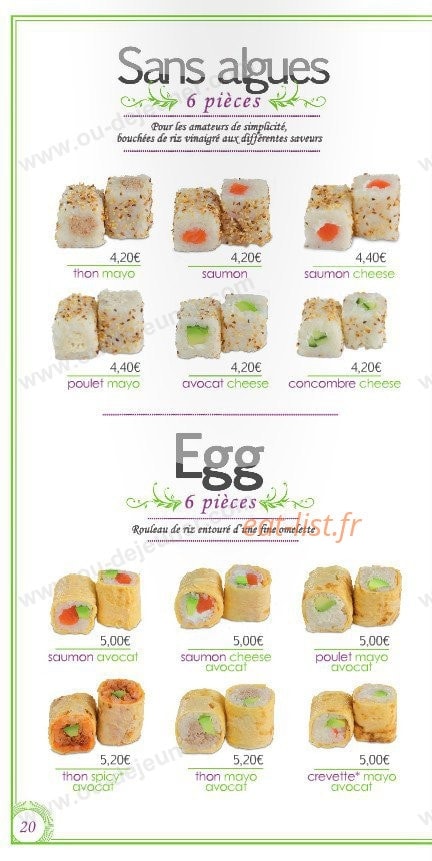 Le temps des Sushis — carte page 20