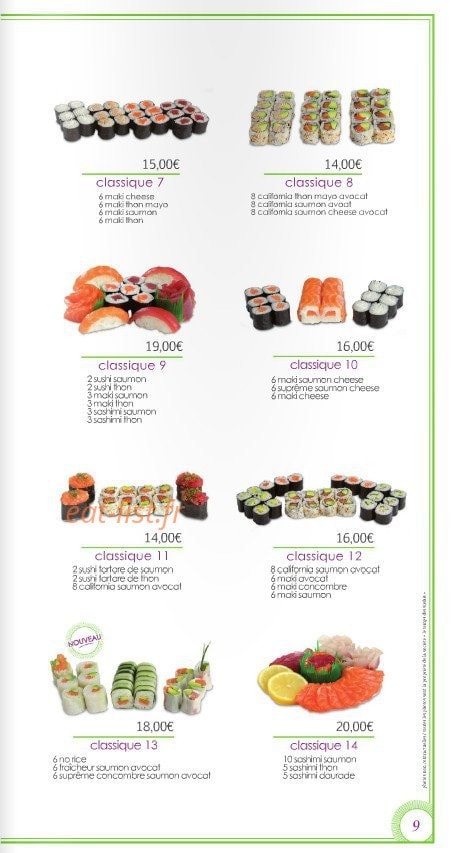 Le temps des Sushis — carte page 9