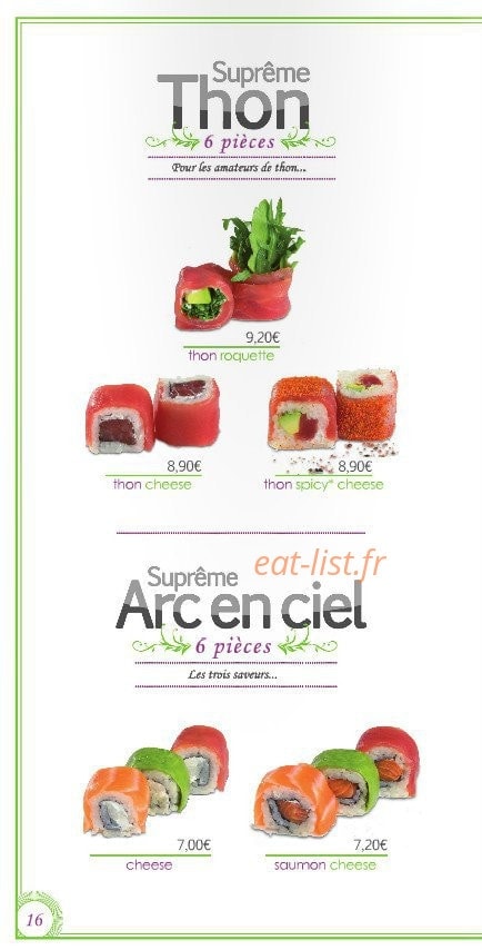 Le temps des Sushis — carte page 16