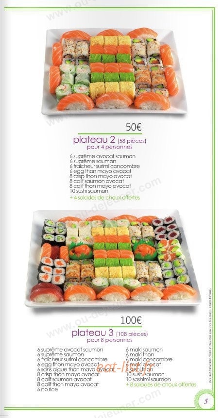 Le temps des Sushis — carte page 5
