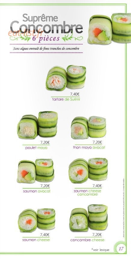 Le temps des Sushis — carte page 17