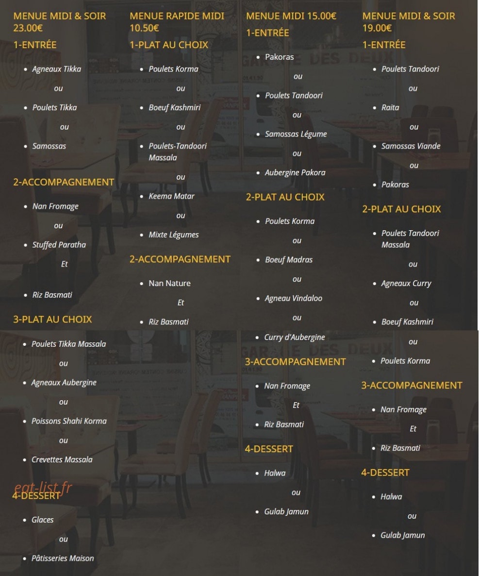 Tandoori Kitchen — carte page 1