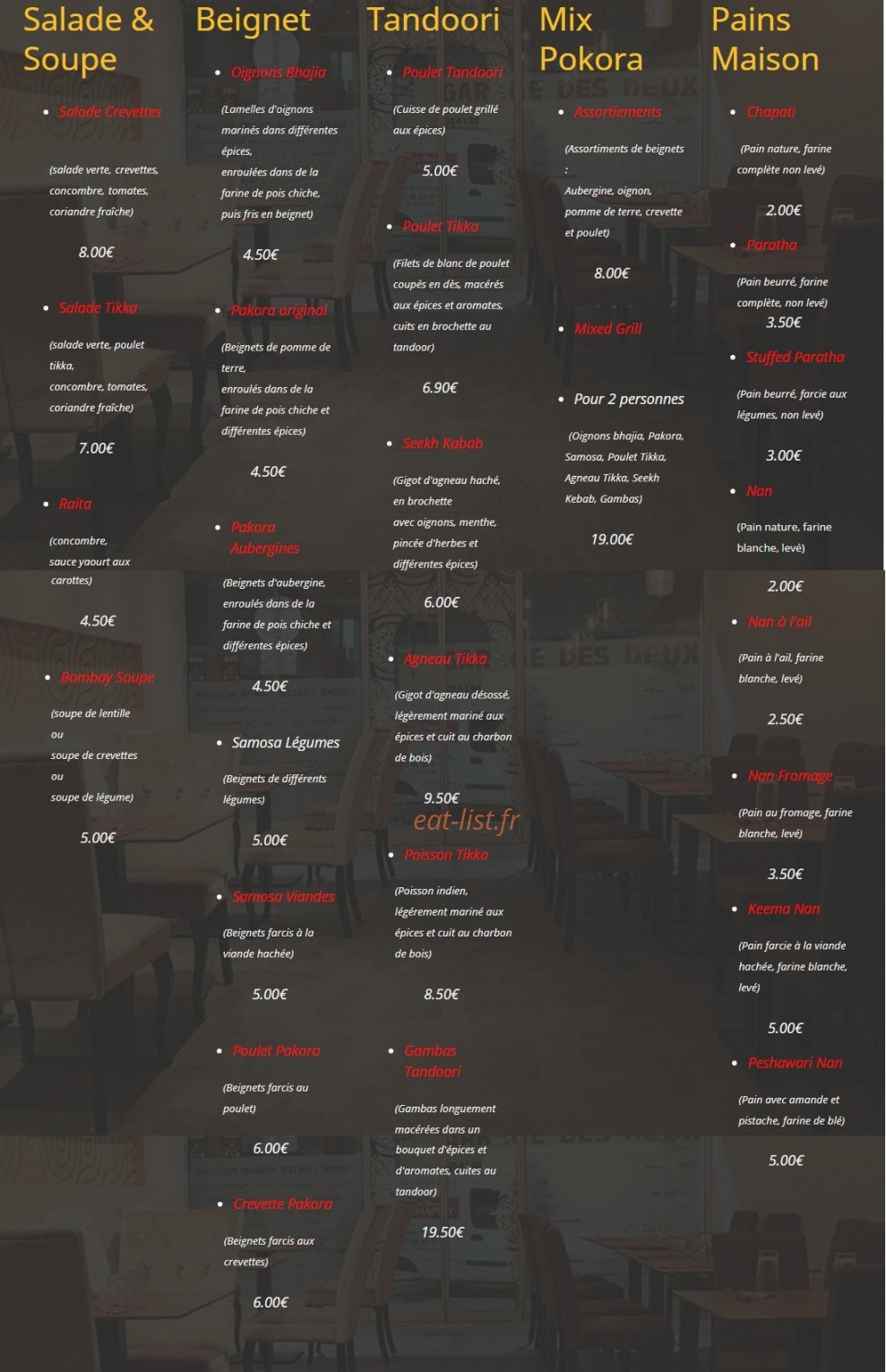 Tandoori Kitchen — carte page 2