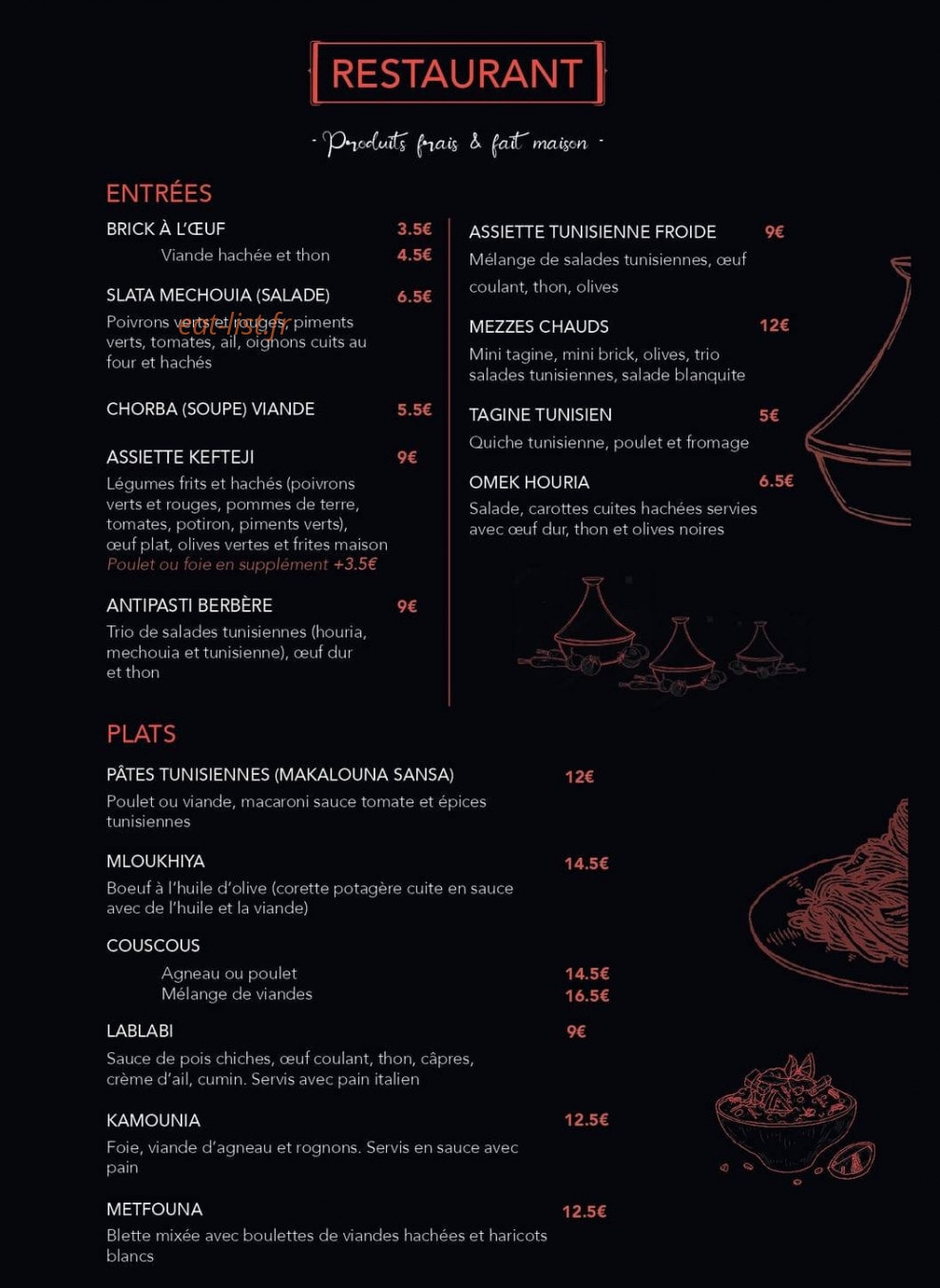 Tunisian Canteen — carte page 2