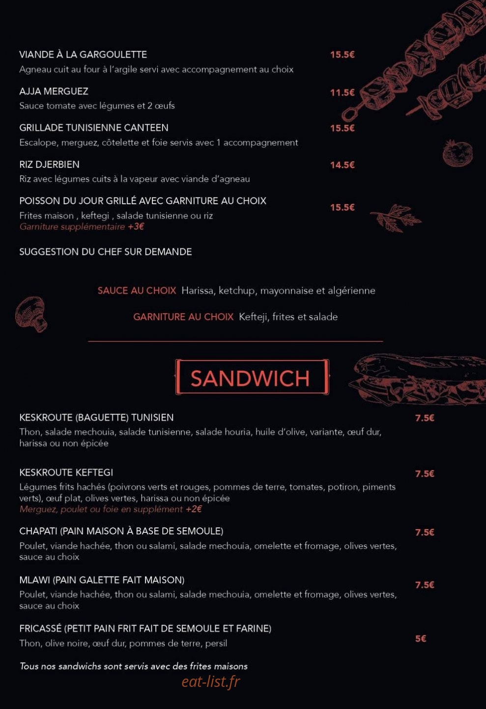 Tunisian Canteen — carte page 3