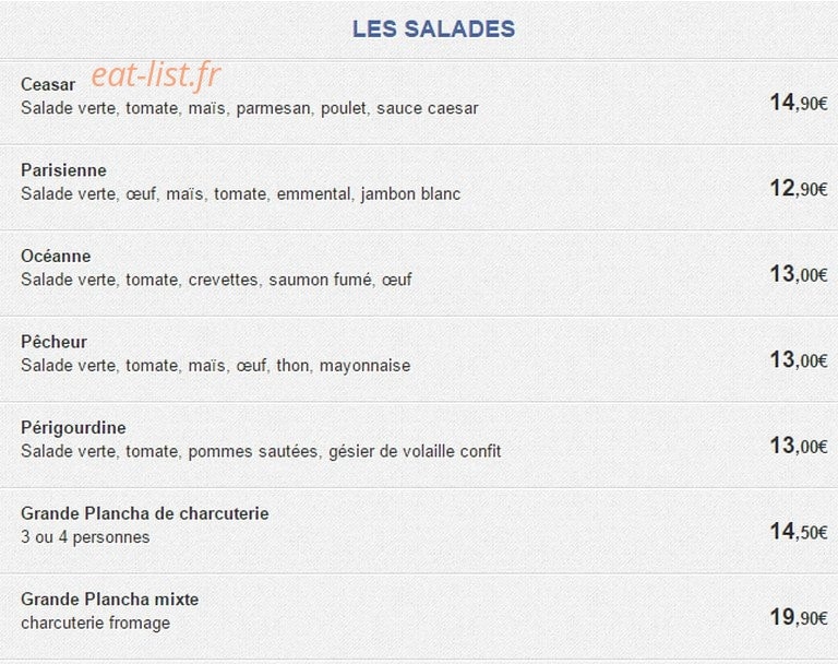 Café de la Paix — carte page 1