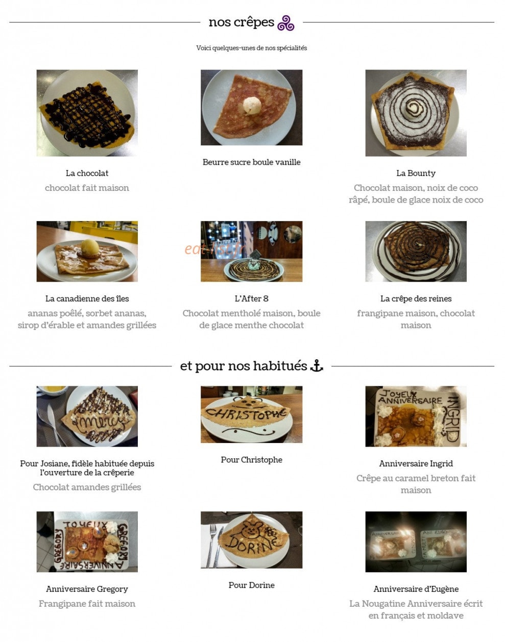 Crêperie Le Belem — carte page 2