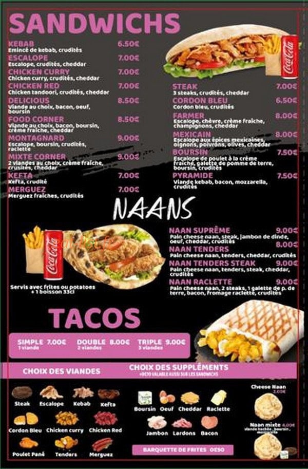Food Corner — carte page 3