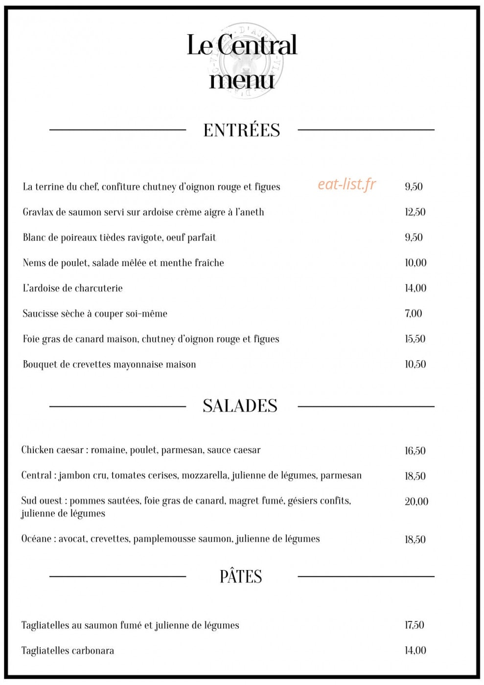 Le Central — carte page 2
