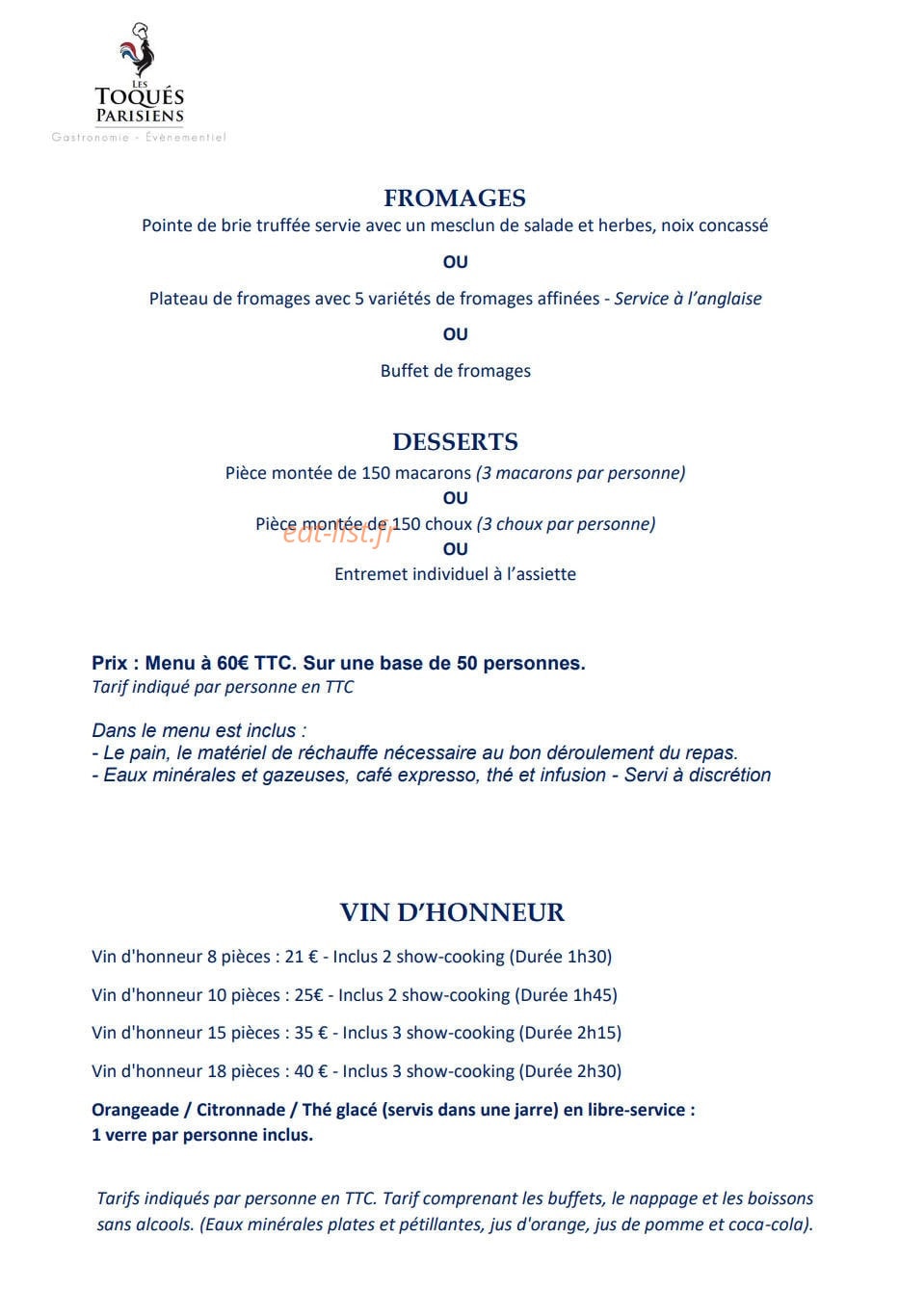 Les Toqués Parisiens — carte page 5