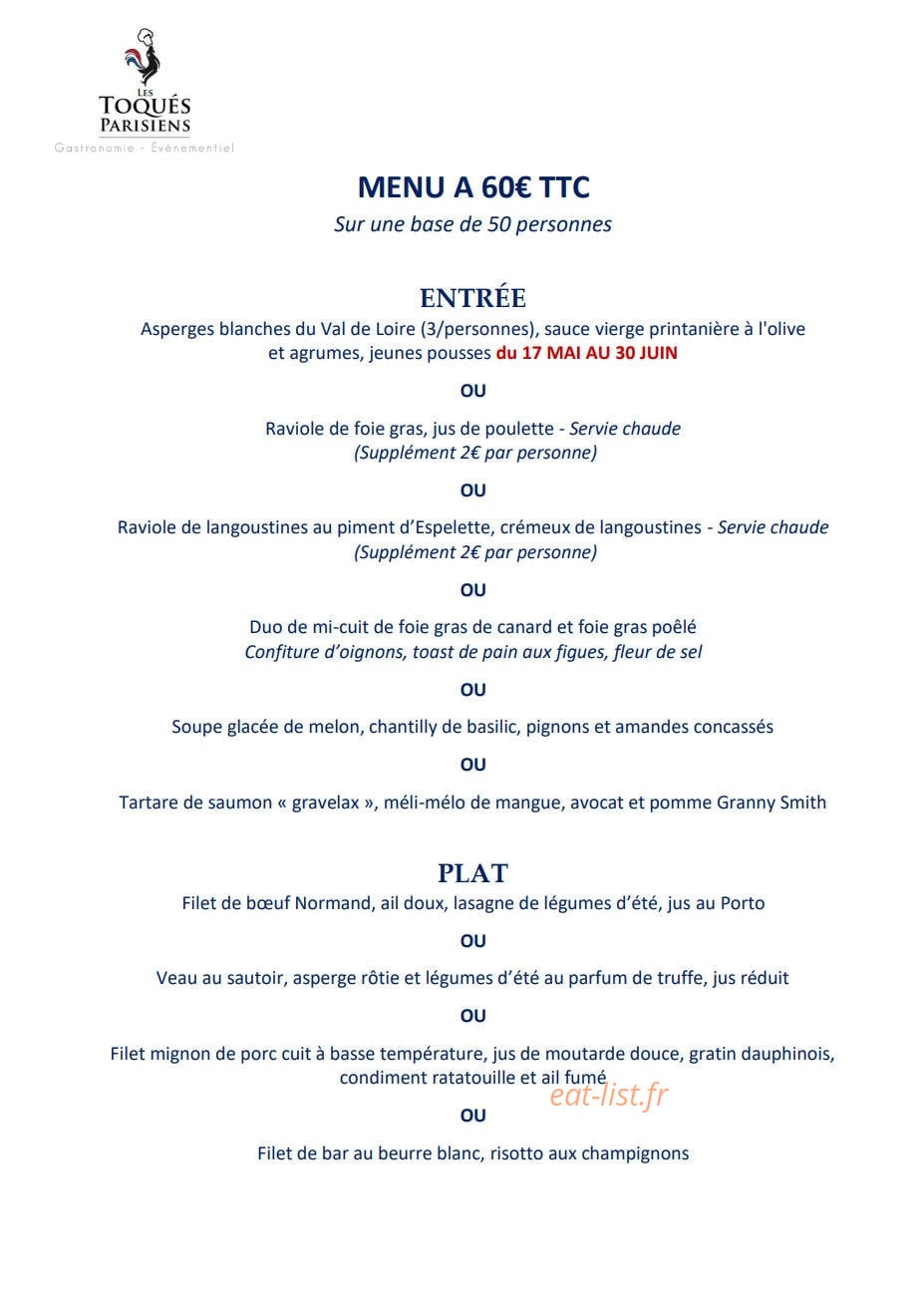 Les Toqués Parisiens — carte page 4
