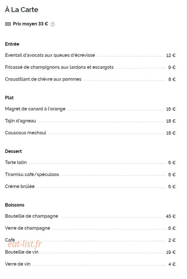 Miromar Café — carte page 1