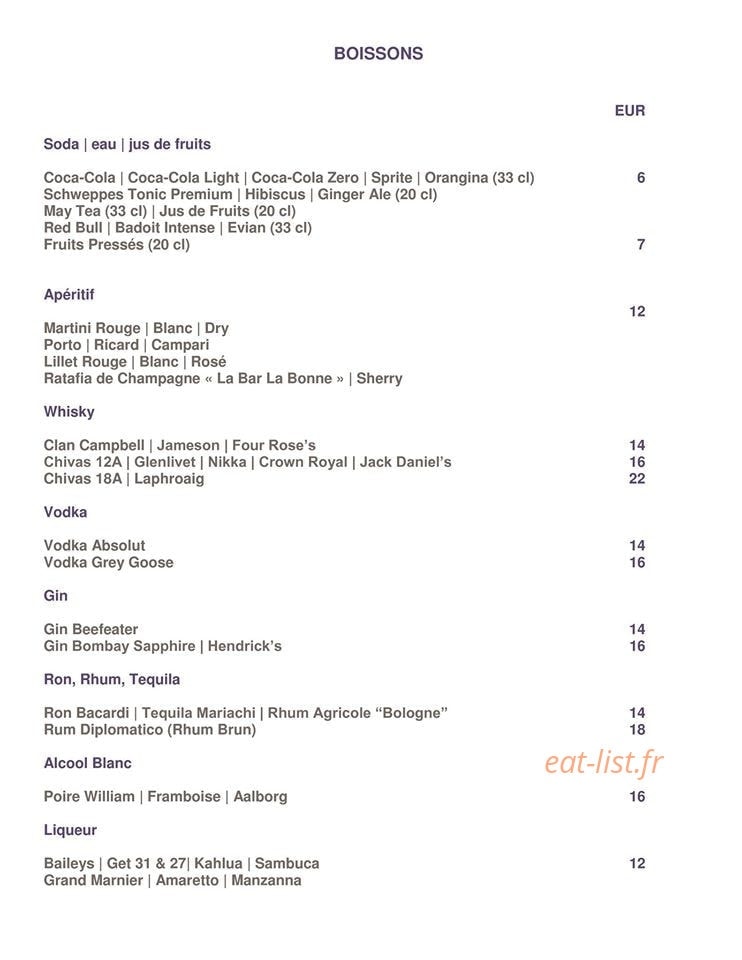 58 Bar & Lounge — carte page 3