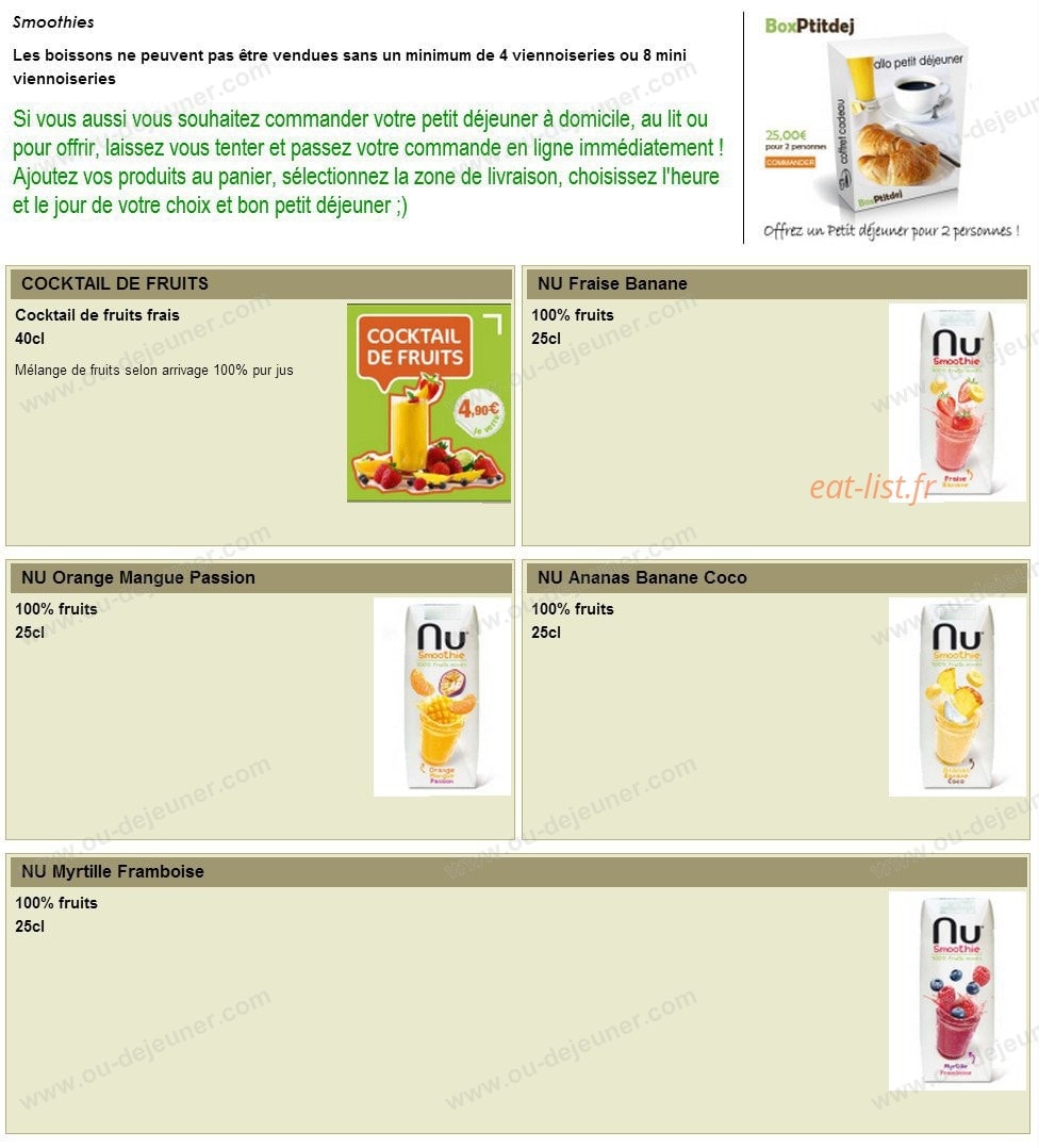 Allo Petit Déjeuner — carte page 8