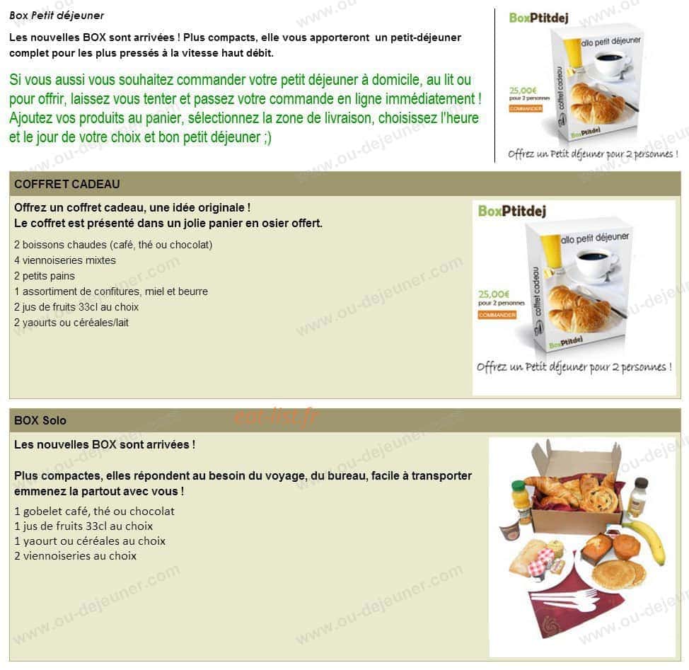 Allo Petit Déjeuner — carte page 1