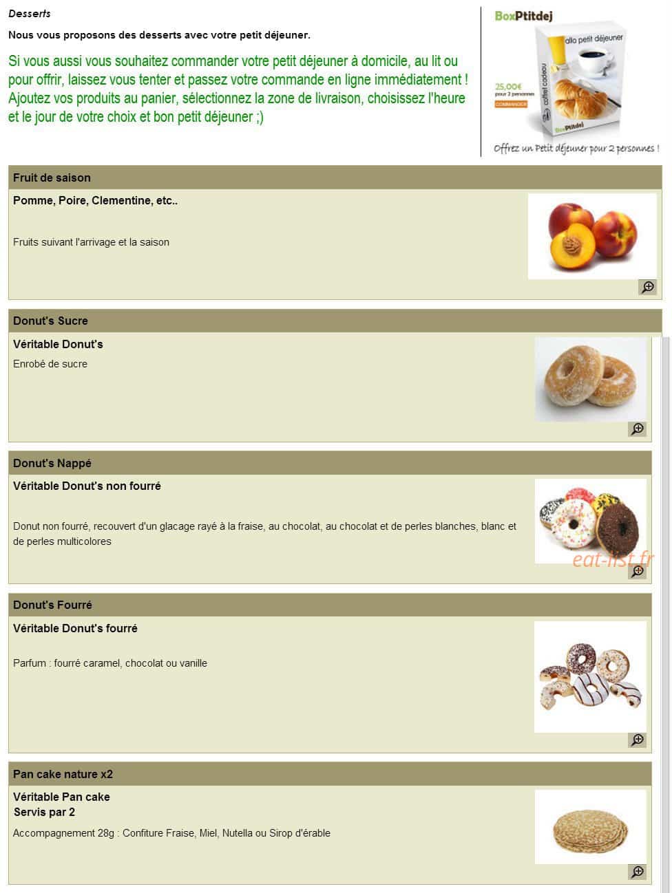Allo Petit Déjeuner — carte page 11