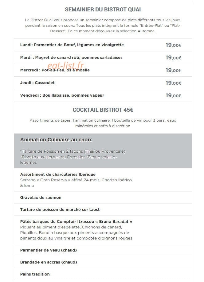 Bistrot Quai — carte page 8