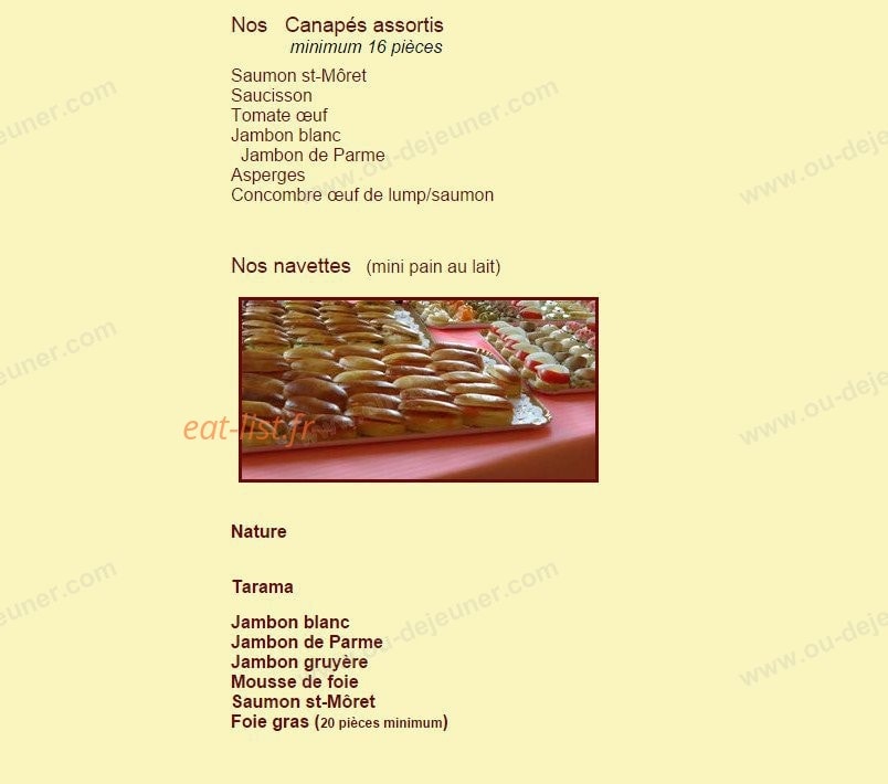 Carte et menu de Boulangerie Lepareur à Neuilly sur Seine — Les canapés