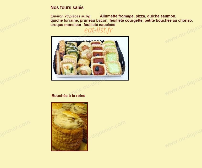Carte et menu de Boulangerie Lepareur à Neuilly sur Seine — Les fours salés