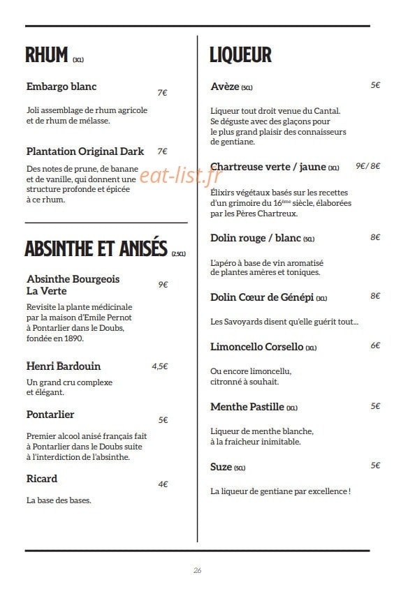 Brasserie Charlie — carte page 33
