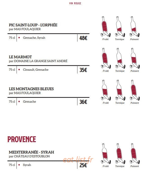 Brasserie Charlie — carte page 26